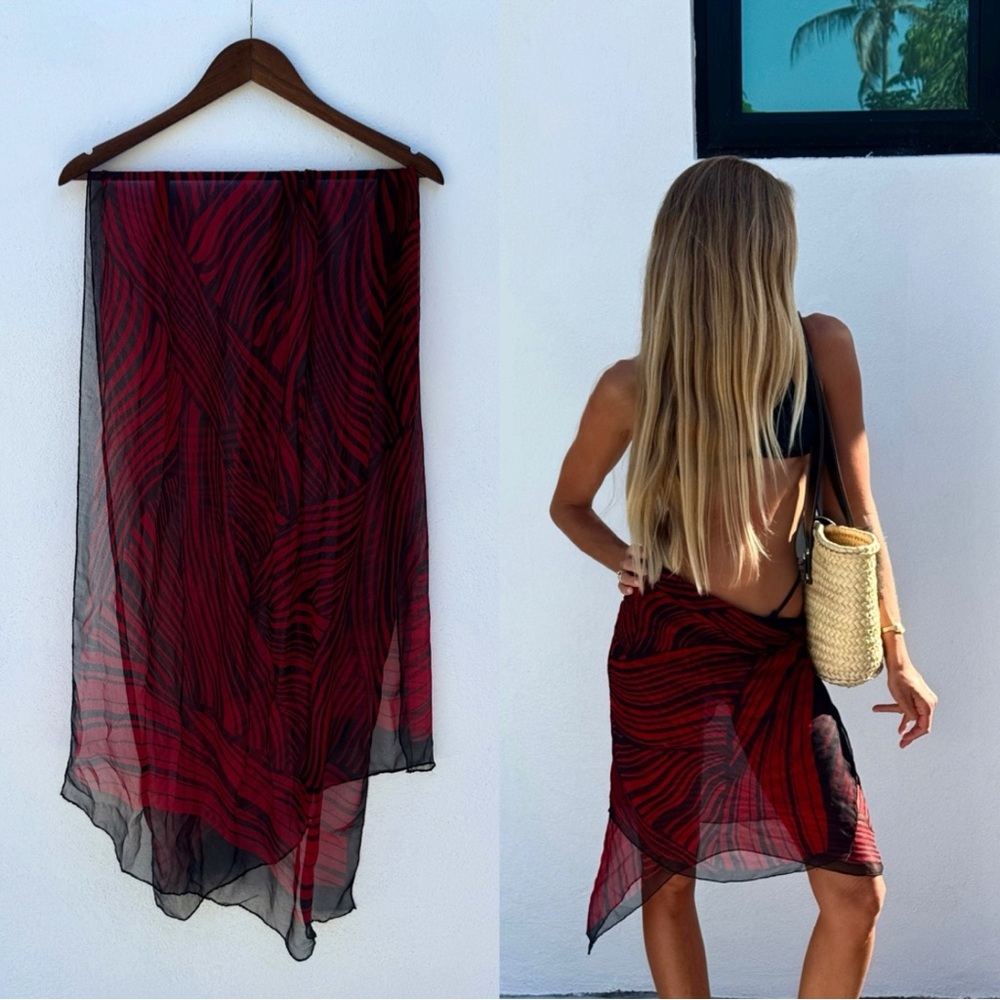 Vintage Red & Black Jaeger Scarf